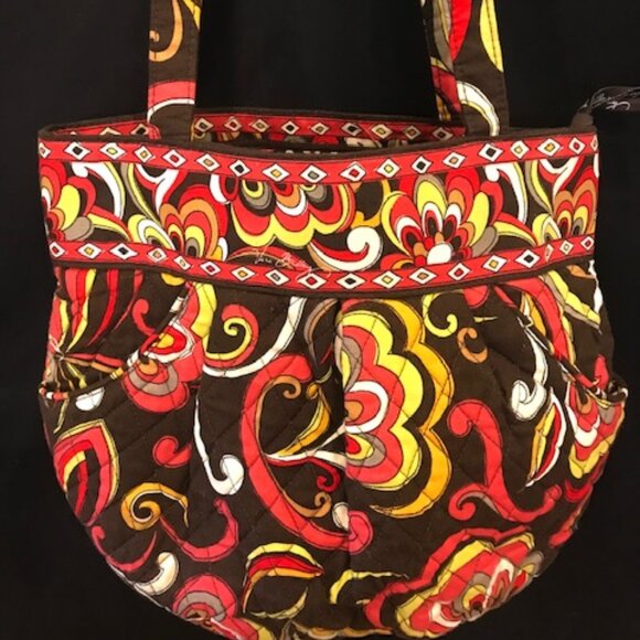 VERA BRADLEY PUCCINI 2008 RETIRED PATTERN PINK & BROWN QUILTED MCM-MOD HANDBAG - Picture 1 of 8